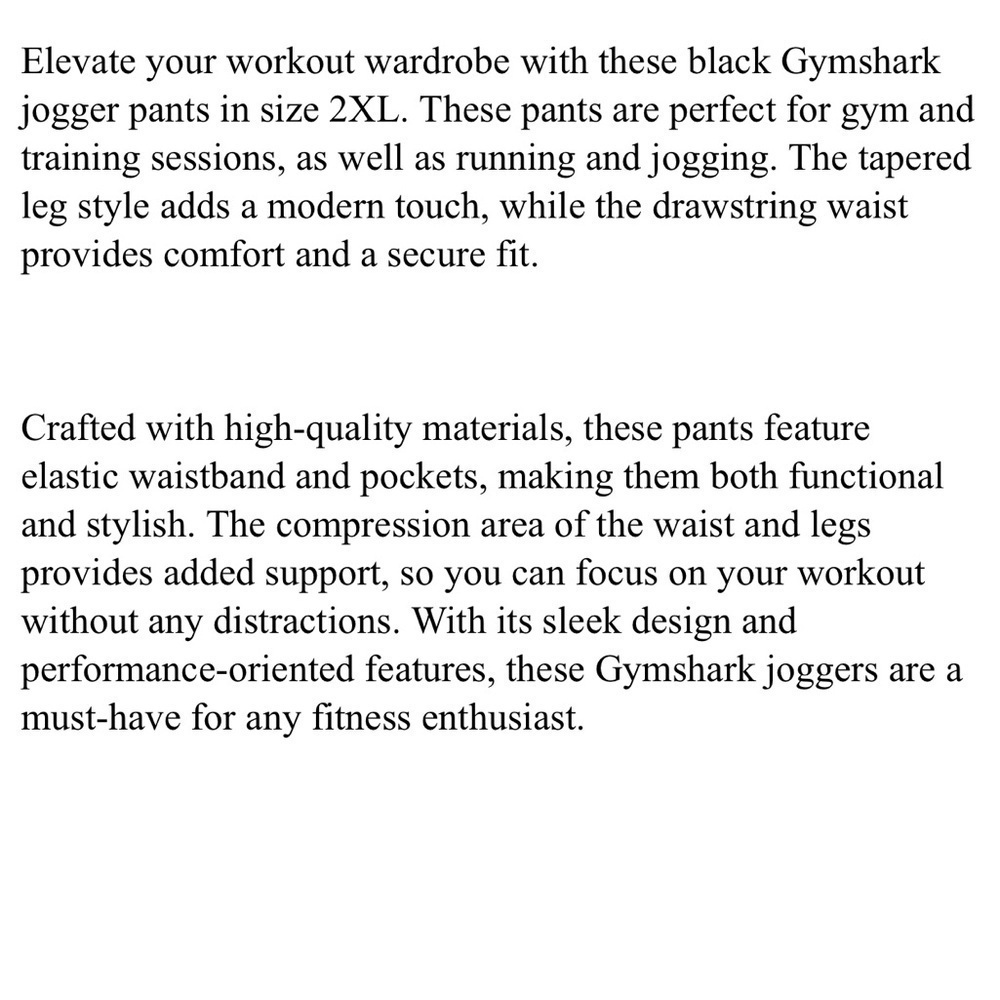 Gymshark Womens Black Drawstring Waist Tapered Leg Pockets Joggers Pants Sz XXL - Picture 7 of 7